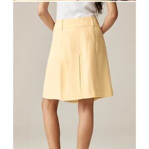 J.Crew Luster Canvas Pleated Knee-Length Skirt Yellow Beige Size 14